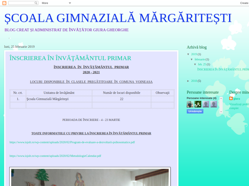 Imagine pentru website-ul unitatii: ȘCOALA GIMNAZIALĂ MĂRGĂRITEȘTI