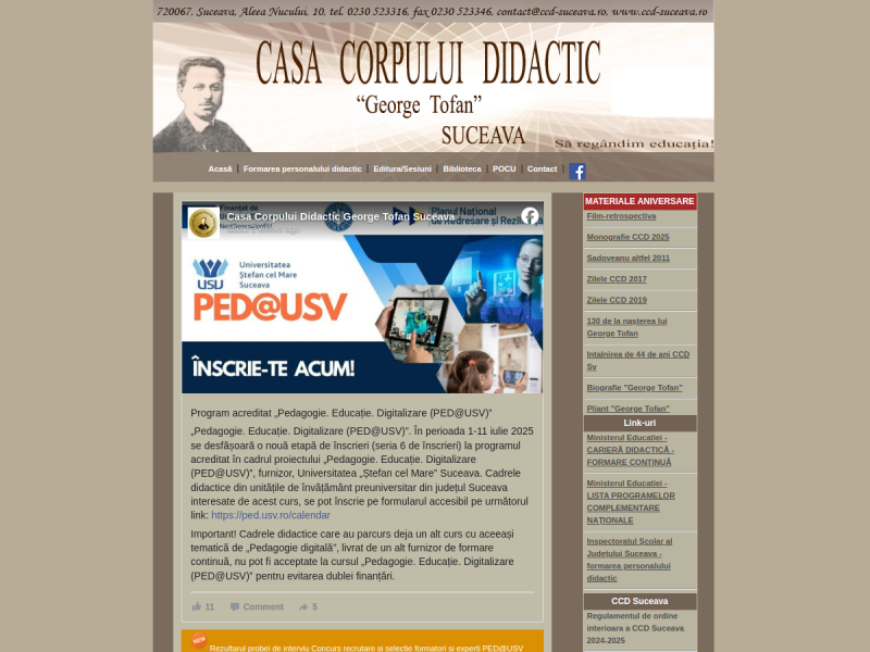 Imagine pentru website-ul unitatii: CASA CORPULUI DIDACTIC "GEORGE TOFAN" SUCEAVA