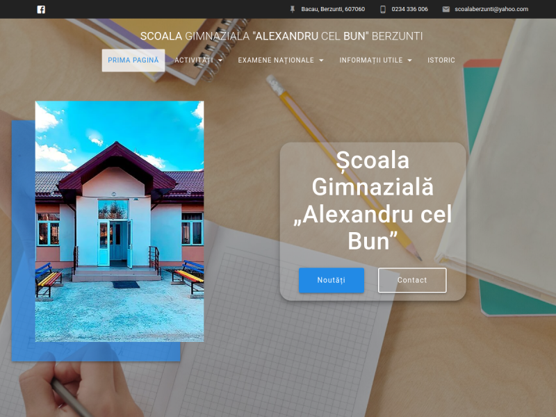 Imagine pentru website-ul unitatii: ŞCOALA GIMNAZIALĂ „ALEXANDRU CEL BUN” BERZUNŢI