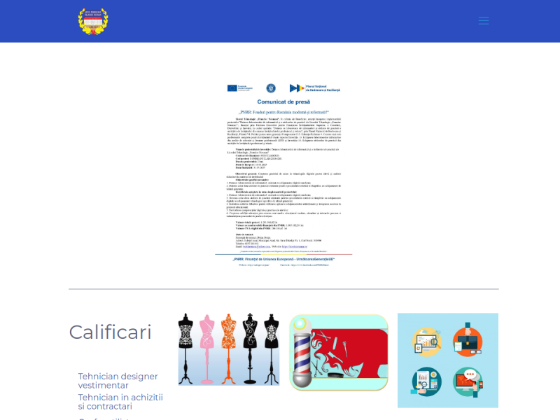 Imagine pentru website-ul unitatii: LICEUL TEHNOLOGIC "FRANCISC NEUMAN" ARAD