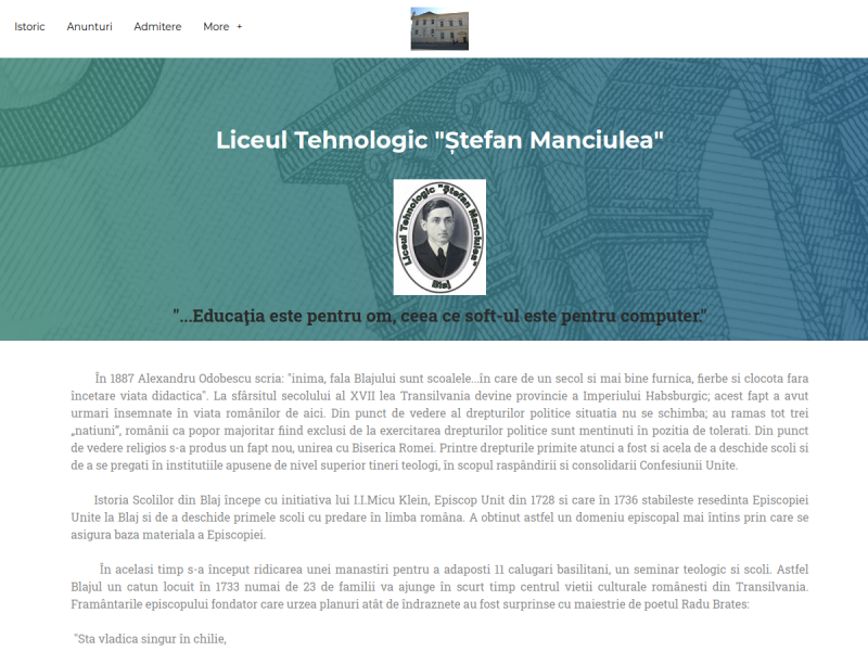 Imagine pentru website-ul unitatii: LICEUL TEHNOLOGIC "ȘTEFAN MANCIULEA" BLAJ