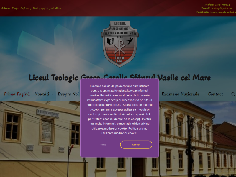 Imagine pentru website-ul unitatii: LICEUL TEOLOGIC GRECO-CATOLIC "SFÂNTUL VASILE CEL MARE" BLAJ