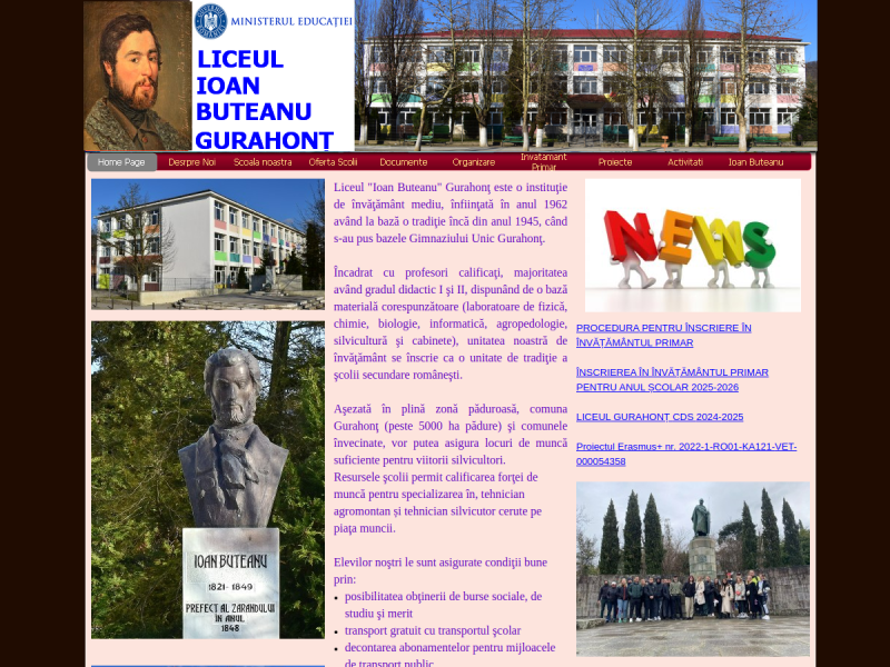 Imagine pentru website-ul unitatii: LICEUL "IOAN BUTEANU" GURAHONŢ
