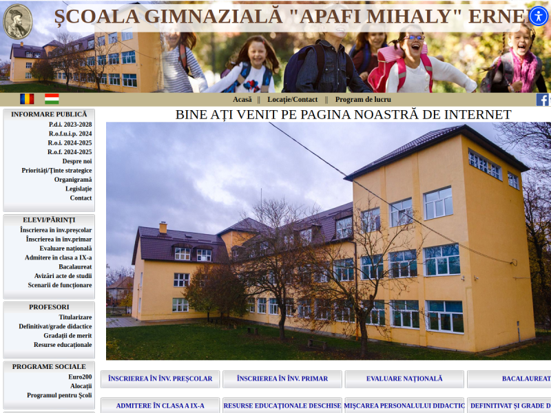 Imagine pentru website-ul unitatii: ȘCOALA GIMNAZIALĂ „APAFI MIHALY” ERNEI