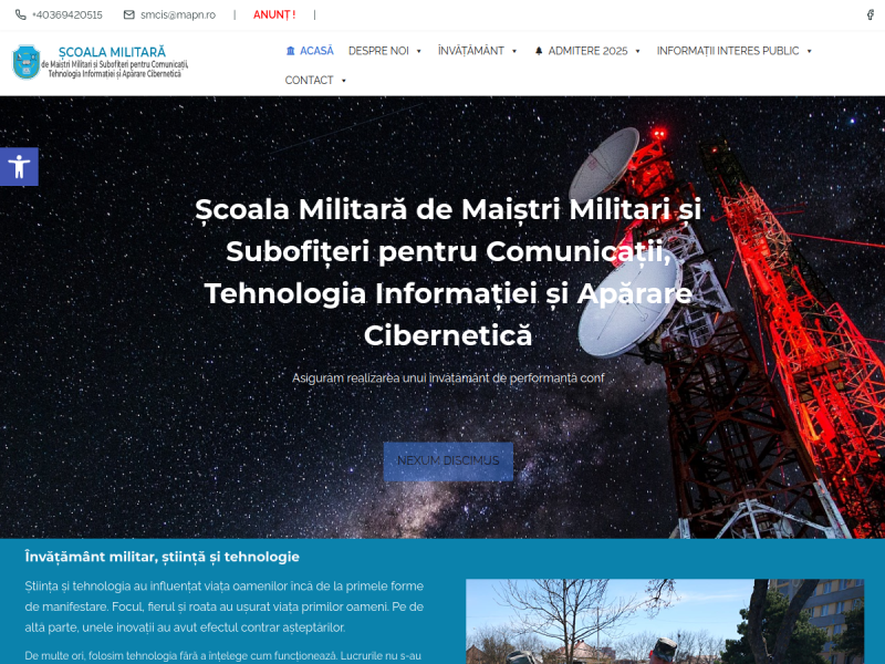 Imagine pentru website-ul unitatii: ŞCOALA MILITARĂ DE MAIŞTRI MILITARI ŞI SUBOFIŢERI PT COMUNICAŢII TEHN INFOR. ŞI APĂRARE CIBERNETICĂ