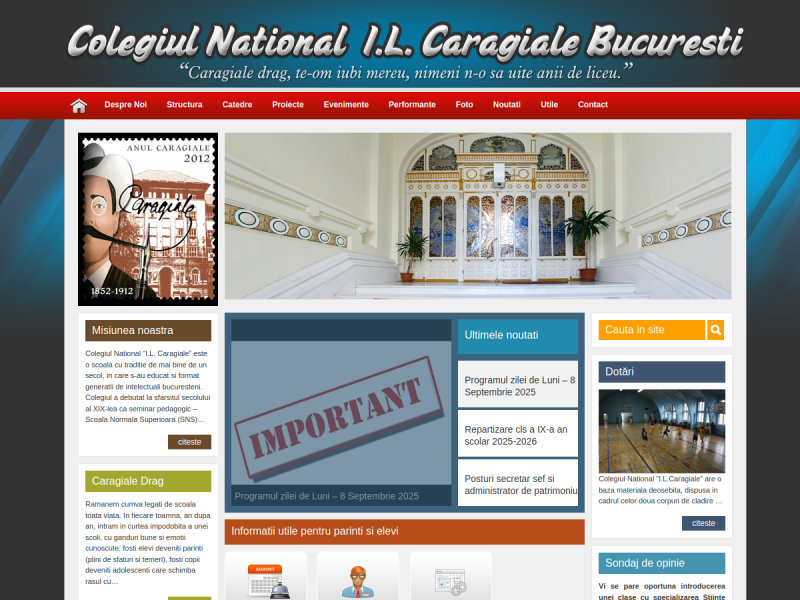 Imagine pentru website-ul unitatii: Colegiul Naţional „I.L.Caragiale”