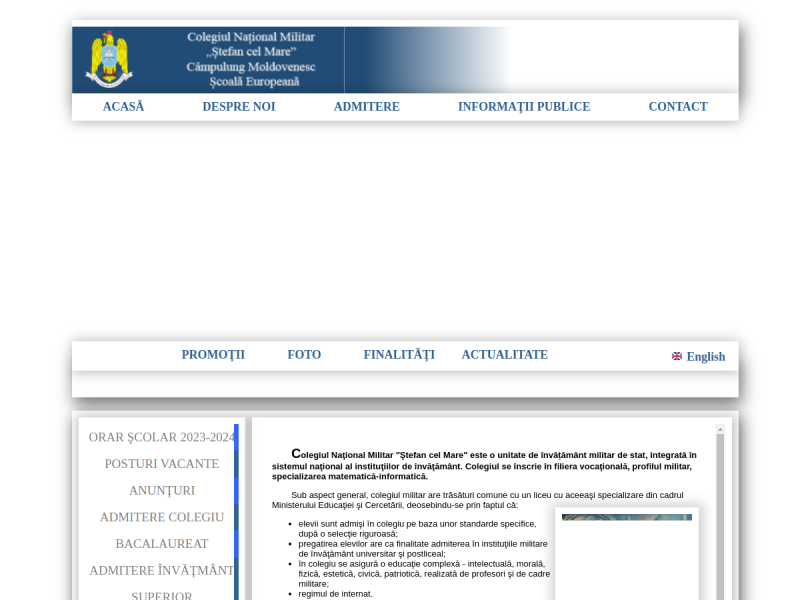 Imagine pentru website-ul unitatii: COLEGIUL NAȚIONAL MILITAR "ȘTEFAN CEL MARE" CÂMPULUNG MOLDOVENESC
