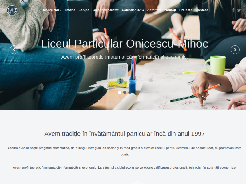 Imagine pentru website-ul unitatii: LICEUL PARTICULAR "ONICESCU-MIHOC"