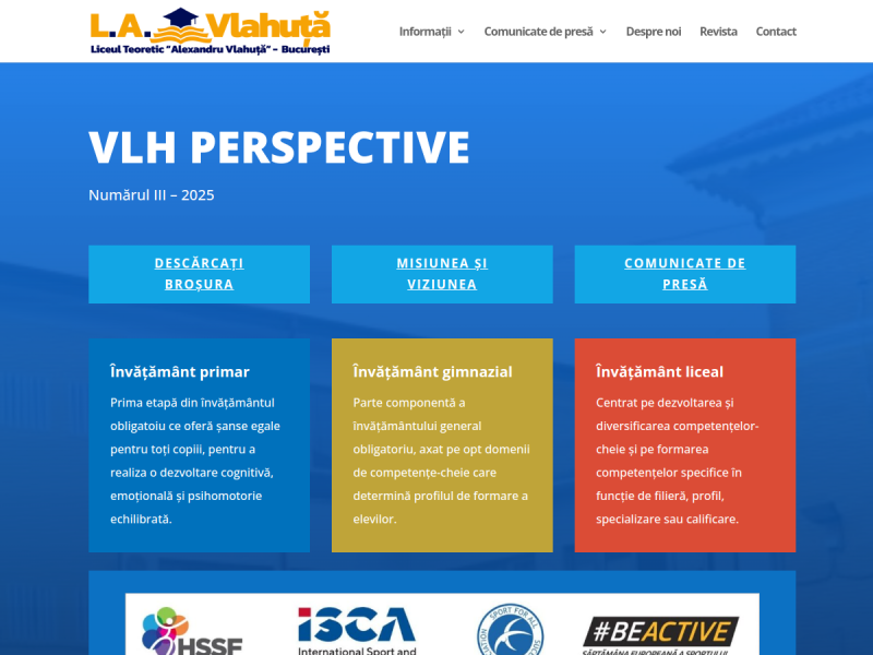 Imagine pentru website-ul unitatii: Liceul Teoretic „Alexandru Vlahuţă”