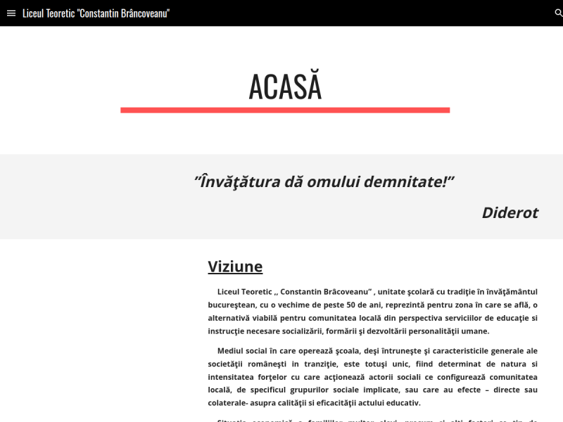 Imagine pentru website-ul unitatii: Liceul Teoretic „Constantin Brâncoveanu”