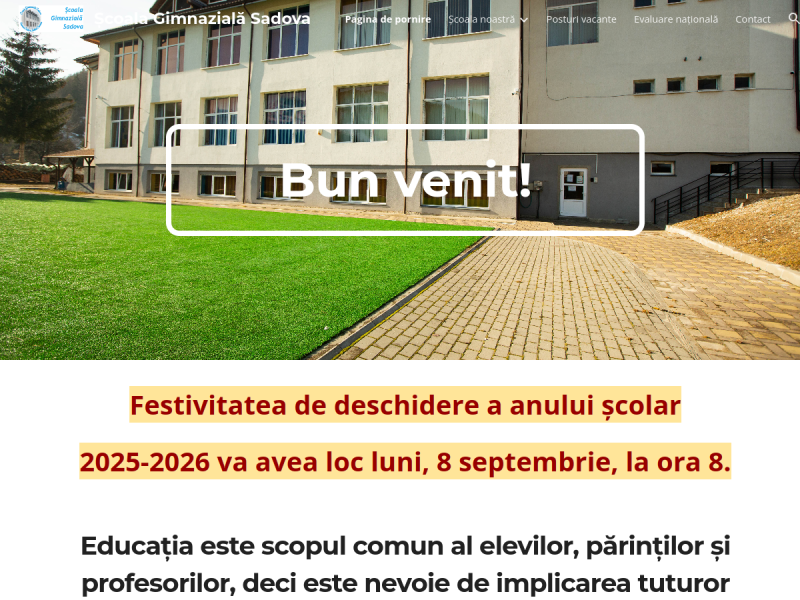 Imagine pentru website-ul unitatii: ȘCOALA GIMNAZIALĂ SADOVA