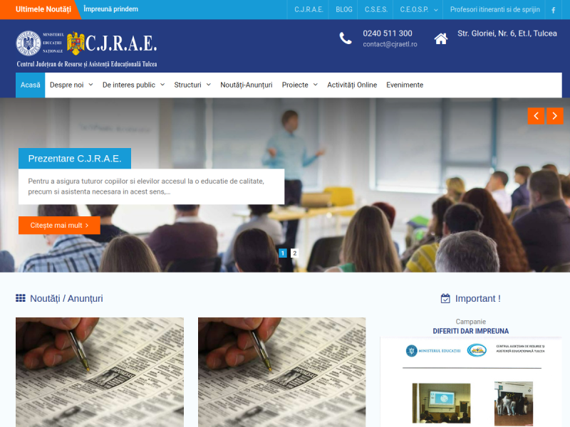 Imagine pentru website-ul unitatii: CENTRUL JUDEŢEAN DE RESURSE ŞI ASISTENȚĂ EDUCAŢIONALĂ TULCEA