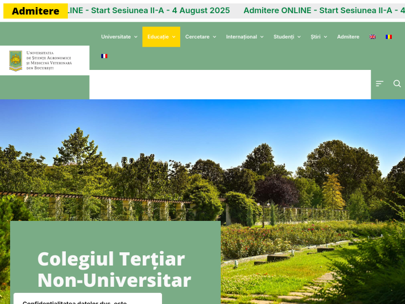 Imagine pentru website-ul unitatii: Universitatea de Științe Agronomice și Medicină Veterinară