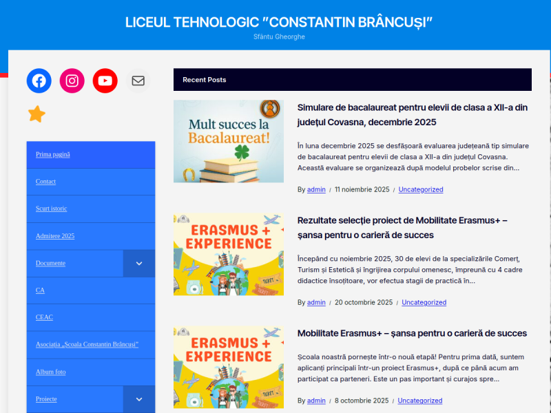 Imagine pentru website-ul unitatii: Liceul Tehnologic „Constantin Brâncuși”