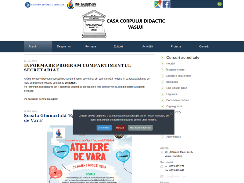 Imagine pentru website-ul unitatii: CASA CORPULUI DIDACTIC VASLUI