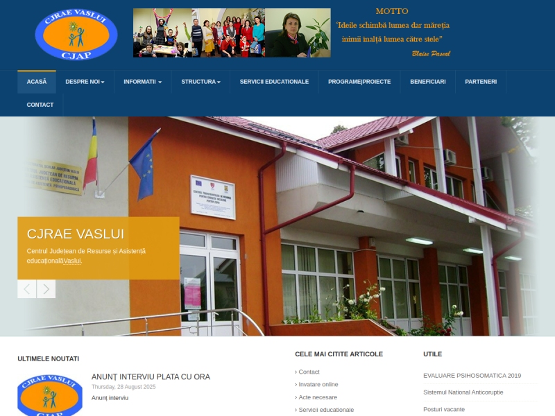 Imagine pentru website-ul unitatii: CENTRUL JUDEȚEAN DE RESURSE ȘI ASISTENȚĂ EDUCAȚIONALĂ VASLUI
