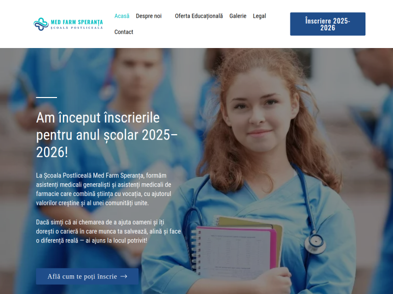 Imagine pentru website-ul unitatii: ȘCOALA POSTLICEALĂ ,, MED FARM SPERANȚA” AIUD