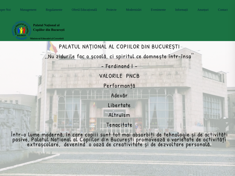 Imagine pentru website-ul unitatii: Palatul Naţional al Copiilor