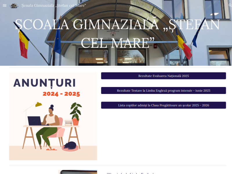 Imagine pentru website-ul unitatii: Şcoala Gimnazială „Ștefan cel Mare”