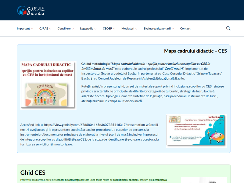 Imagine pentru website-ul unitatii: CENTRUL JUDEȚEAN DE RESURSE ȘI ASISTENȚĂ EDUCAȚIONALĂ BACĂU