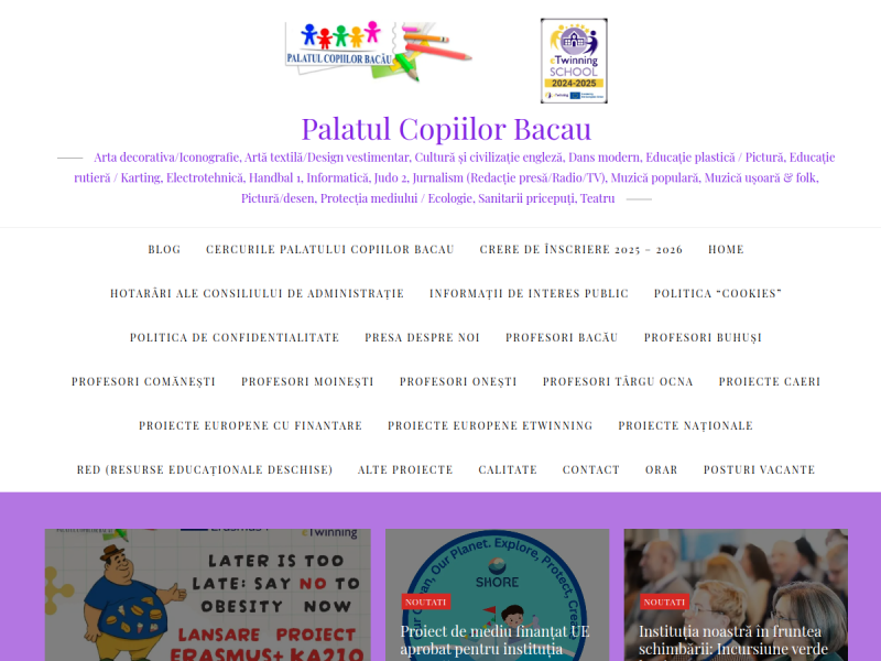 Imagine pentru website-ul unitatii: PALATUL COPIILOR BACĂU