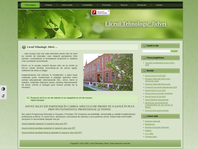 Imagine pentru website-ul unitatii: LICEUL TEHNOLOGIC JIDVEI