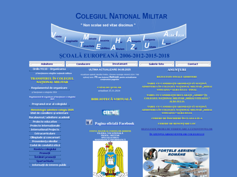 Imagine pentru website-ul unitatii: COLEGIUL NAȚIONAL MILITAR "MIHAI VITEAZUL" ALBA IULIA
