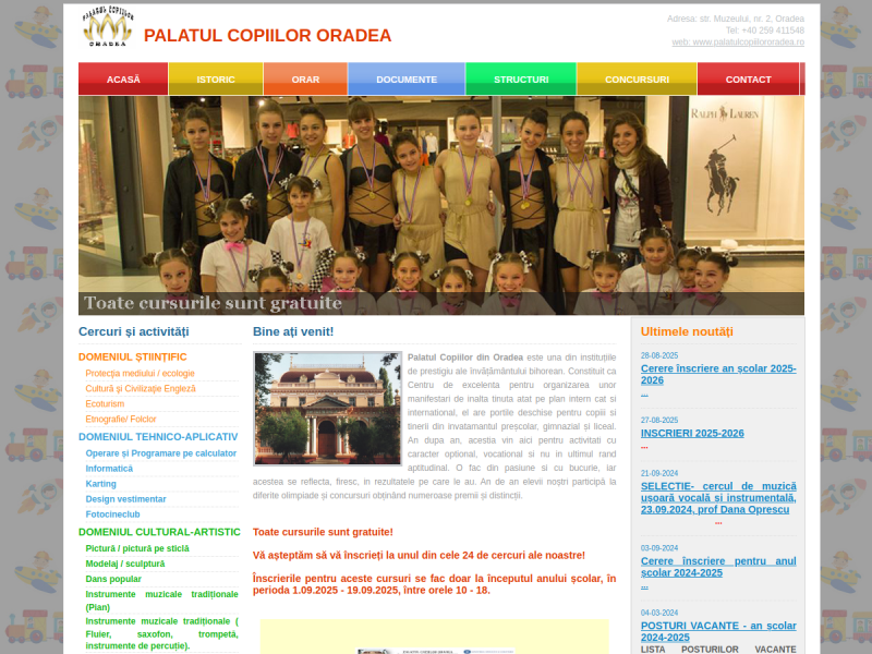 Imagine pentru website-ul unitatii: PALATUL COPIILOR ORADEA