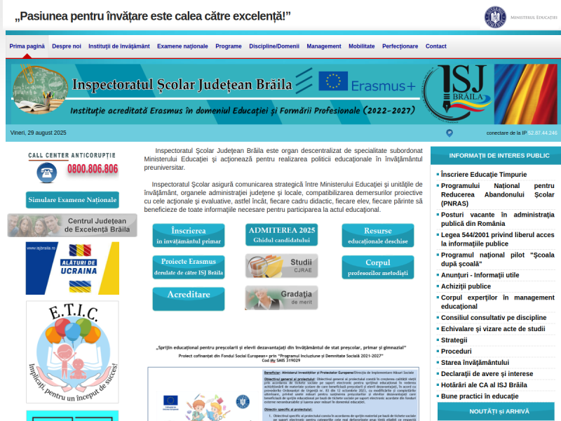 Imagine pentru website-ul unitatii: INSPECTORATUL ȘCOLAR JUDEȚEAN BRĂILA