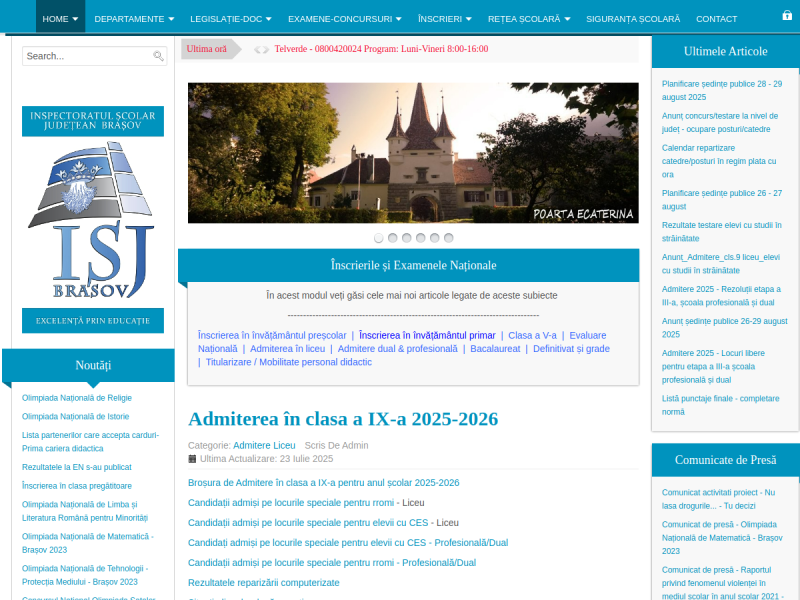 Imagine pentru website-ul unitatii: Inspectoratul Școlar Județean Brașov