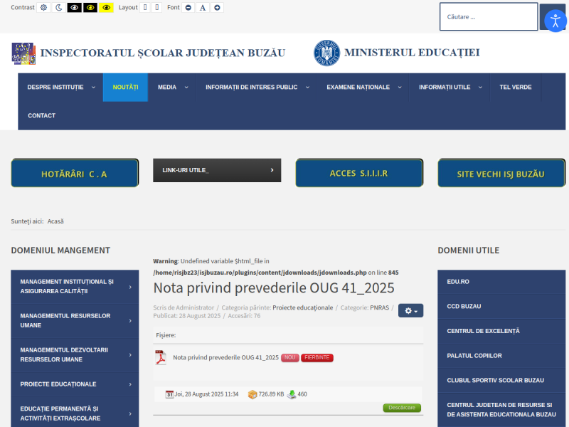 Imagine pentru website-ul unitatii: INSPECTORATUL ȘCOLAR JUDEȚEAN BUZĂU
