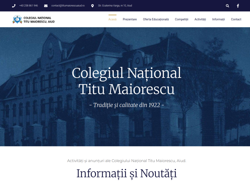 Imagine pentru website-ul unitatii: COLEGIUL NAȚIONAL "TITU MAIORESCU" AIUD