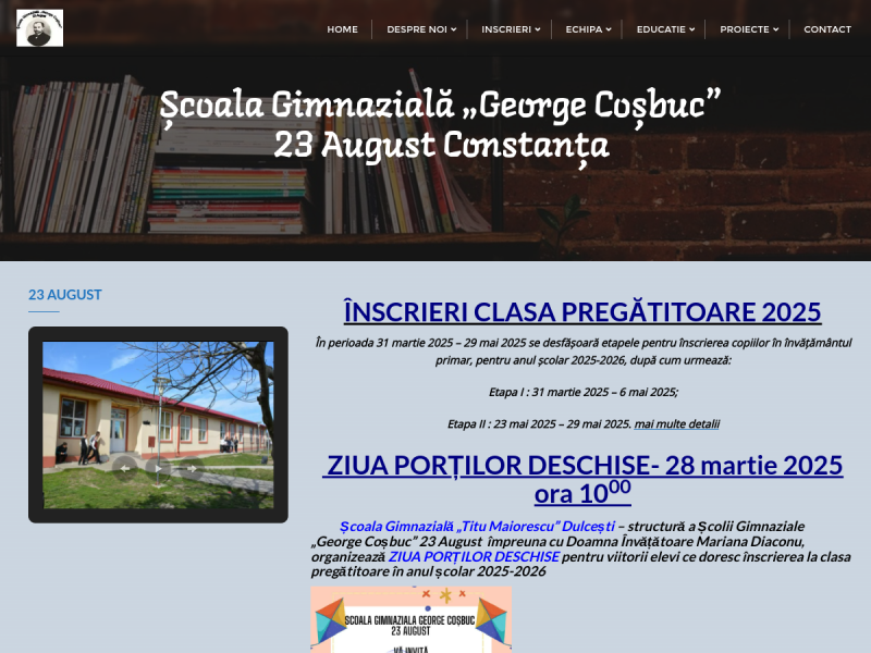 Imagine pentru website-ul unitatii: ŞCOALA GIMNAZIALĂ ’GEORGE COŞBUC’ 23 AUGUST