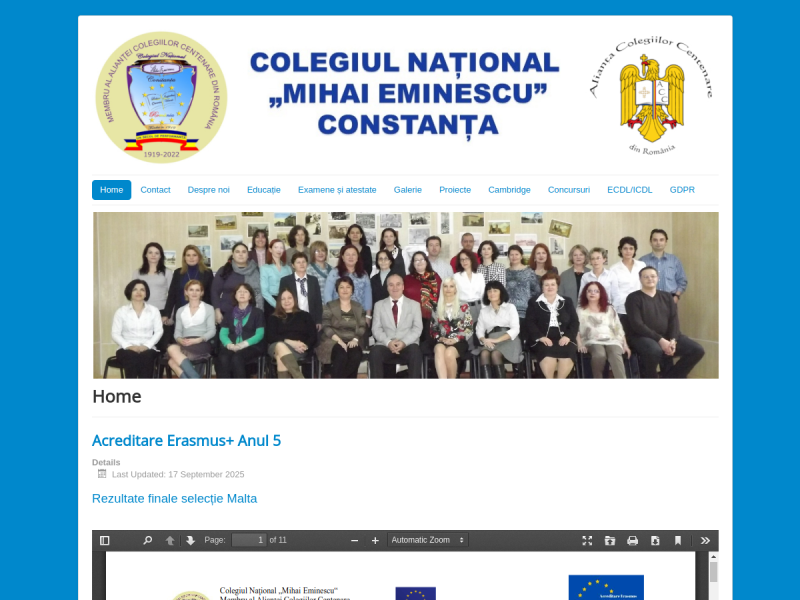 Imagine pentru website-ul unitatii: COLEGIUL NAŢIONAL ’MIHAI EMINESCU’ CONSTANŢA