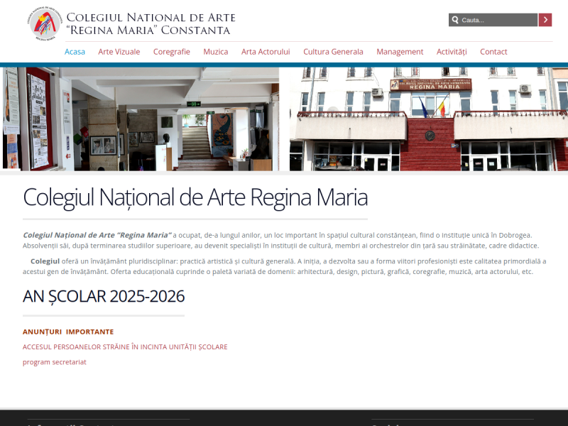 Imagine pentru website-ul unitatii: COLEGIUL NAŢIONAL DE ARTE ’REGINA MARIA’ CONSTANŢA