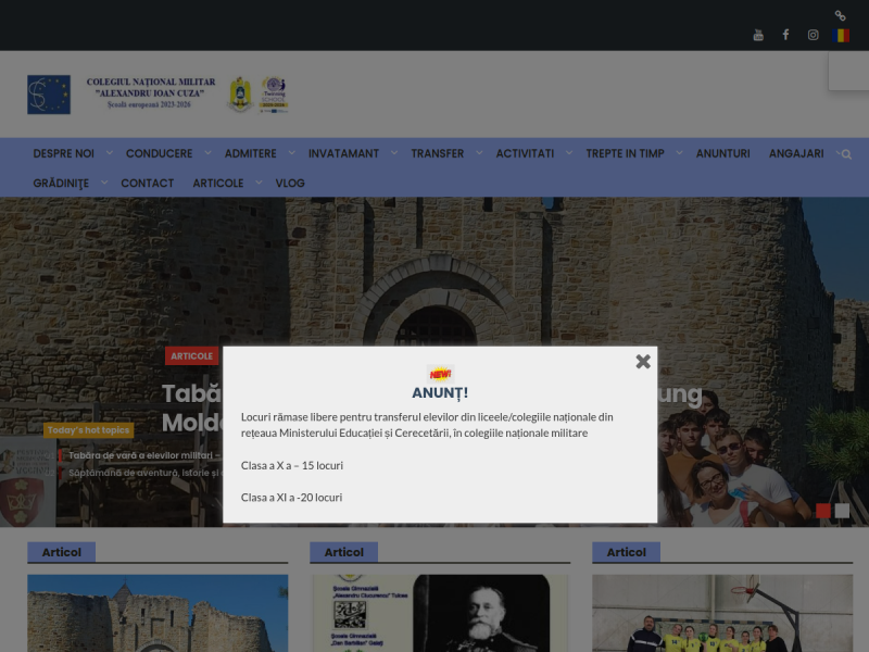 Imagine pentru website-ul unitatii: COLEGIUL NAȚIONAL MILITAR ’ALEXANDRU IOAN CUZA’ CONSTANȚA
