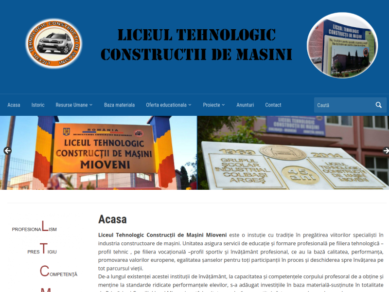 Imagine pentru website-ul unitatii: LICEUL TEHNOLOGIC CONSTRUCȚII DE MAȘINI MIOVENI