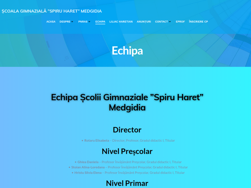 Imagine pentru website-ul unitatii: ŞCOALA GIMNAZIALĂ ’SPIRU HARET’ MEDGIDIA