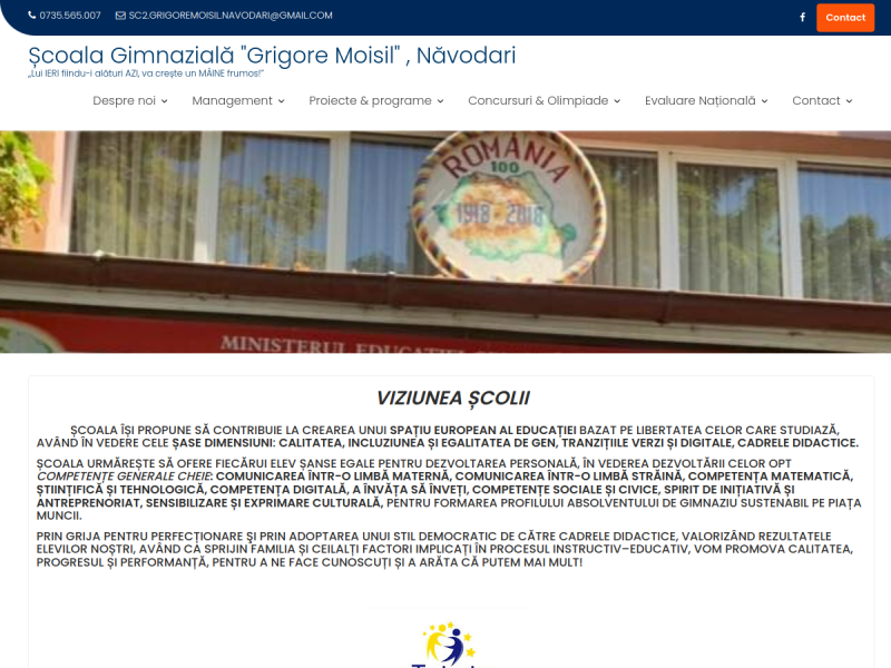 Imagine pentru website-ul unitatii: ŞCOALA GIMNAZIALĂ ’GRIGORE MOISIL’ NĂVODARI