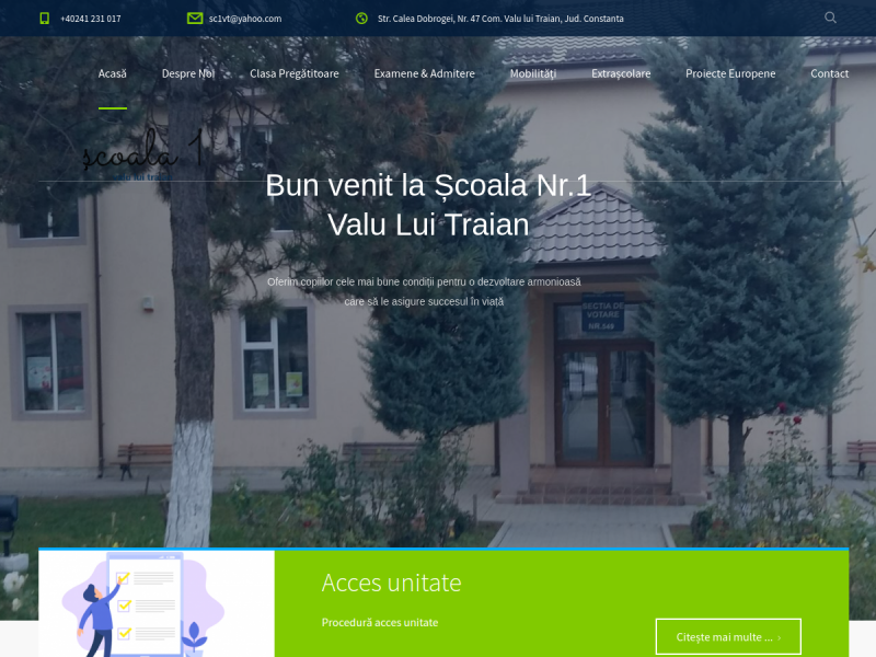 Imagine pentru website-ul unitatii: ŞCOALA GIMNAZIALĂ NR. 1 VALU LUI TRAIAN