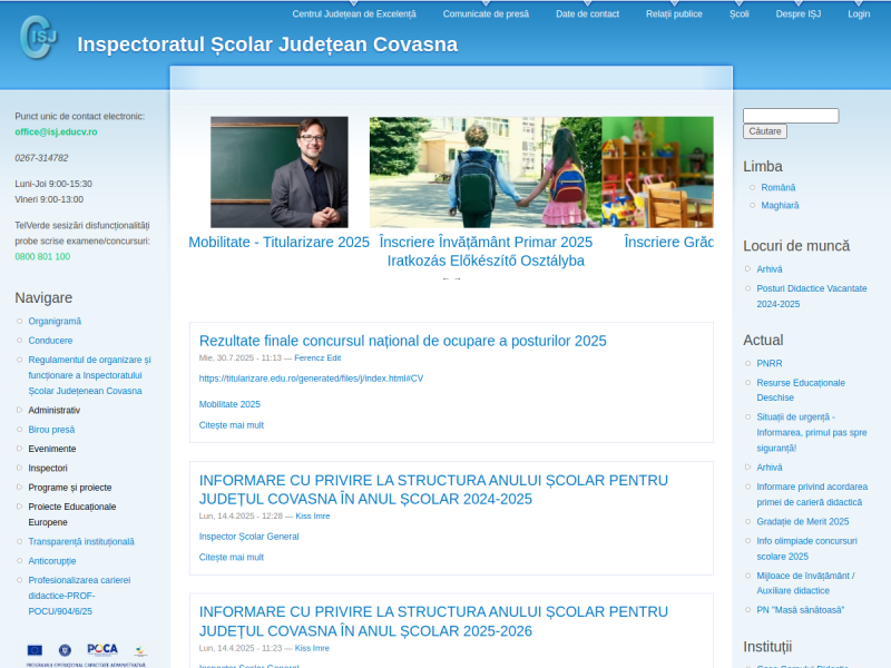 Imagine pentru website-ul unitatii: Inspectoratul Școlar Județean Covasna