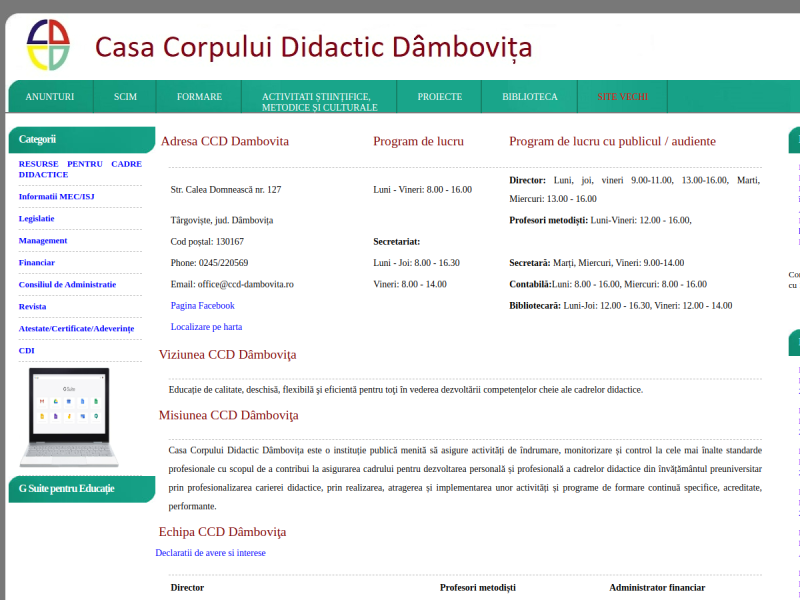 Imagine pentru website-ul unitatii: CASA CORPULUI DIDACTIC TÂRGOVIȘTE