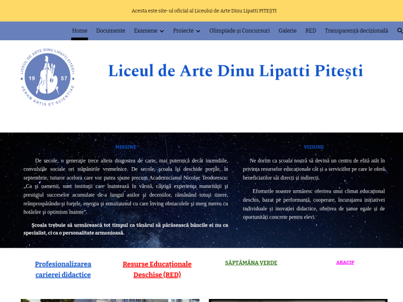Imagine pentru website-ul unitatii: LICEUL DE ARTE "DINU LIPATTI" PITEȘTI