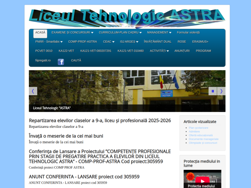 Imagine pentru website-ul unitatii: LICEUL TEHNOLOGIC "ASTRA" PITEȘTI