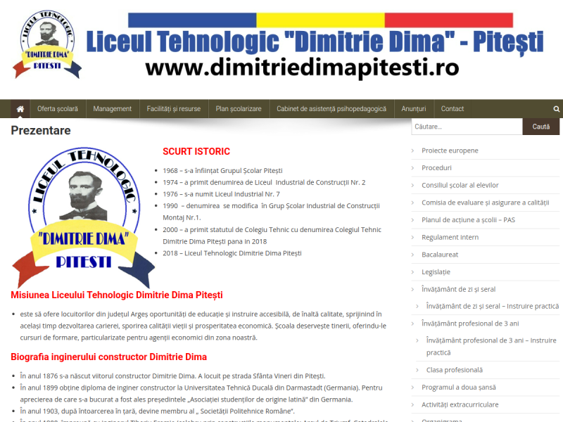 Imagine pentru website-ul unitatii: LICEUL TEHNOLOGIC "DIMITRIE DIMA" PITEȘTI