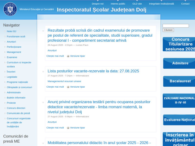 Imagine pentru website-ul unitatii: INSPECTORATUL ȘCOLAR JUDEȚEAN DOLJ