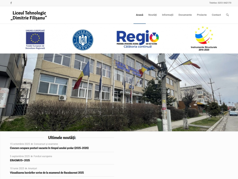 Imagine pentru website-ul unitatii: LICEUL TEHNOLOGIC "DIMITRIE FILIȘANU" FILIAȘI