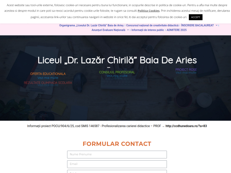 Imagine pentru website-ul unitatii: LICEUL "DR. LAZĂR CHIRILĂ" BAIA DE ARIEȘ