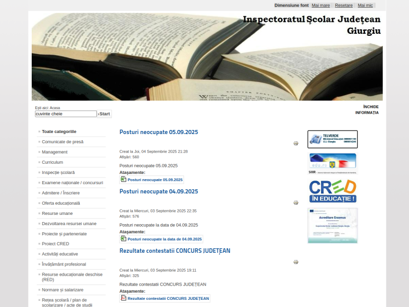 Imagine pentru website-ul unitatii: INSPECTORATUL ȘCOLAR JUDEȚEAN GIURGIU